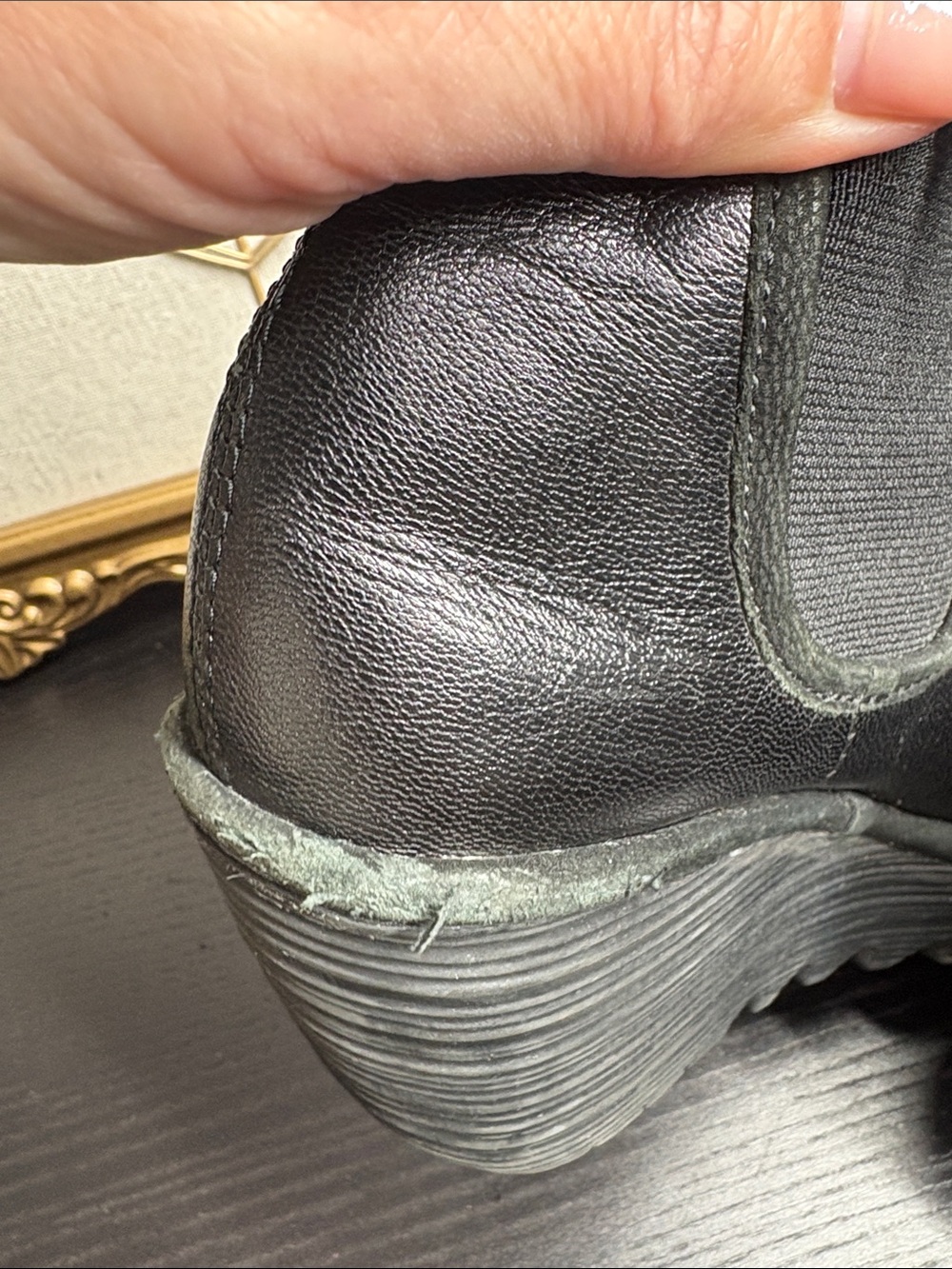 Fly London Black Leather Wedge Ankle Boots - Picture 3 of 8